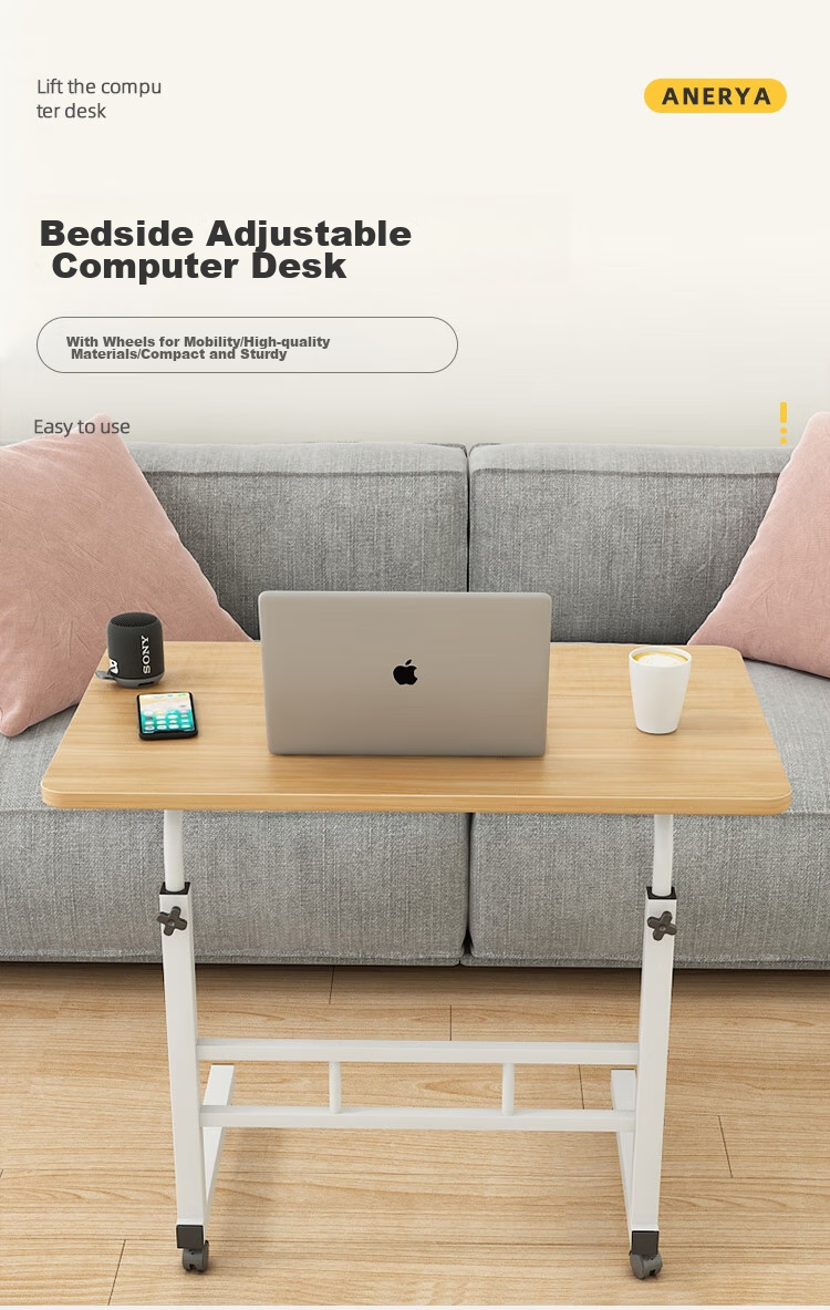 Anerya Computer Desk, Movable, Modern And Simple, Suitable for Small Apartments, Height Adjustable Small Table, 80x40CM, Pure White Color 2