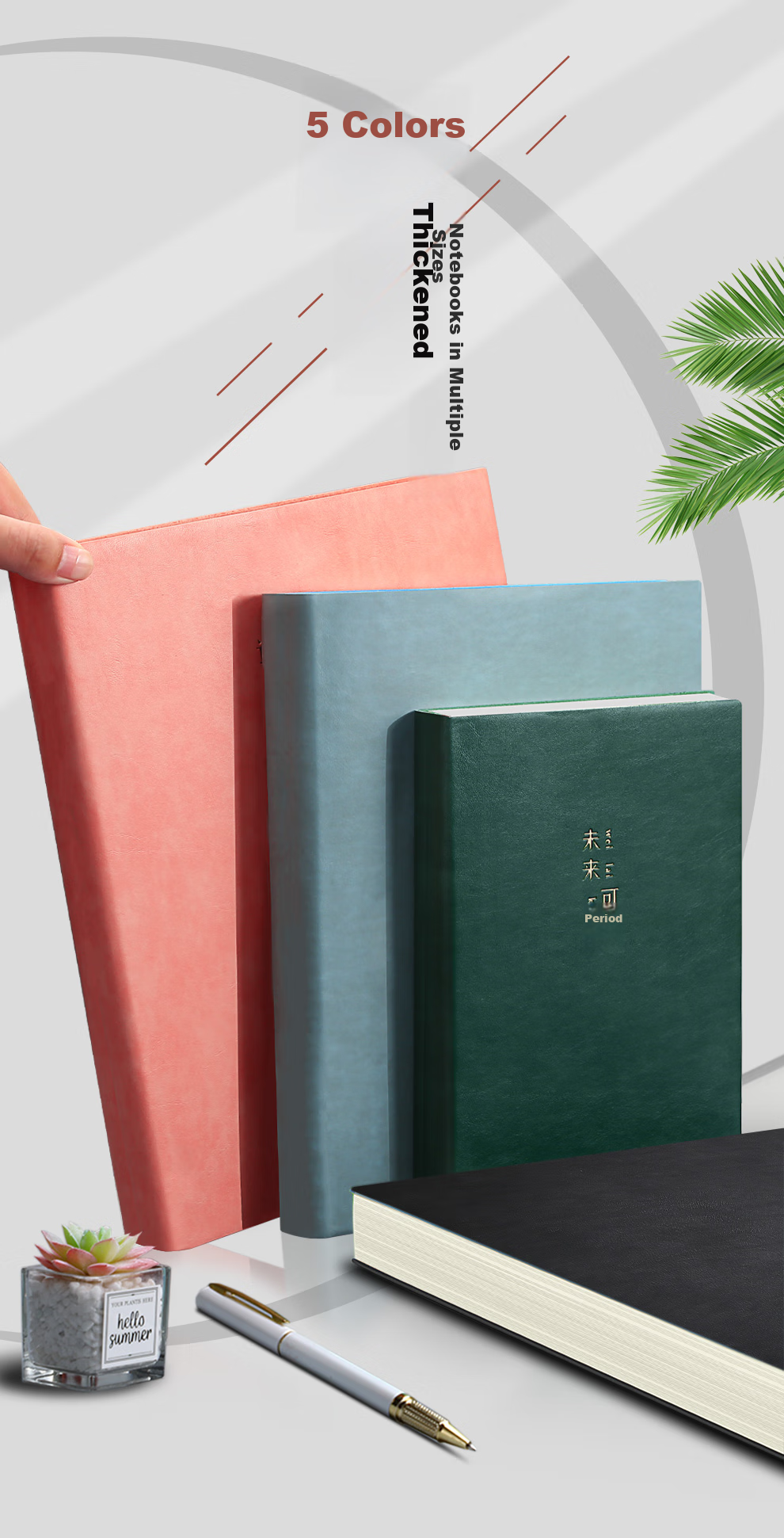 Jiaranheng Business Minimalist Notebook, A5 Extra Thick, 416 Pages, Journal, Stationery, Student Review Diary, Office Log Book, Meeting Record Book, Customizable, Blue-Gray Color 1