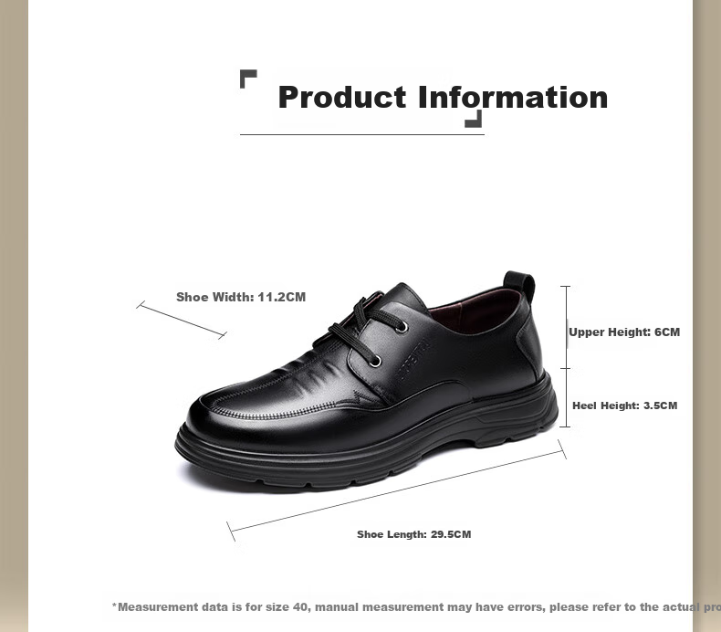 LAORENTOU Men's Leather Shoes, Business Casual Shoes, Top-Grain Cowhide, Lace-Up, Breathable, Non-Slip, Wear-Resistant, Dad Shoes, LA96 Black, Size 43 1