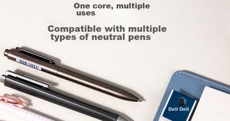 Deli Black Pen Refill, Retractable Gel Pen Refill for Students And Office Use, Signature Pen Ink Refill, 0.5mm Bullet Tip, S01/S08/1008/K35 Compatible, Black, 20 Pieces/box S206 19