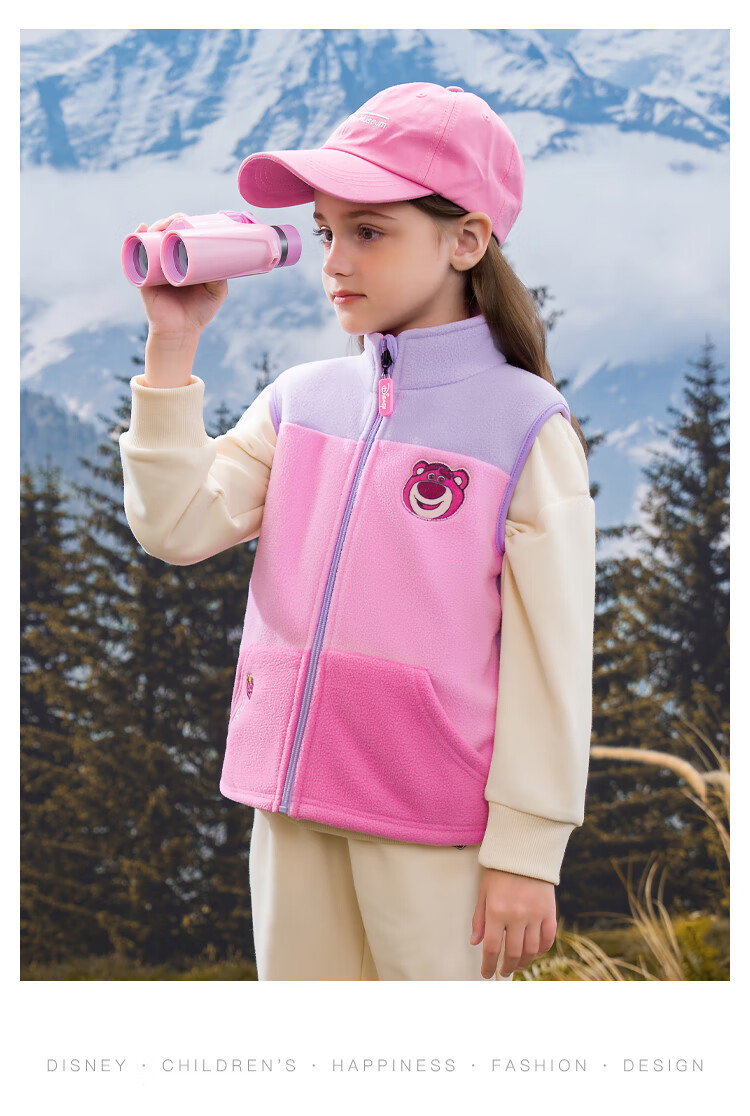Disney Children's Clothing Vest for Spring And Autumn Wear, Girls' Strawberry Bear Waistcoat, Autumn Girls' SS98253-1, Purple, Size 150 10