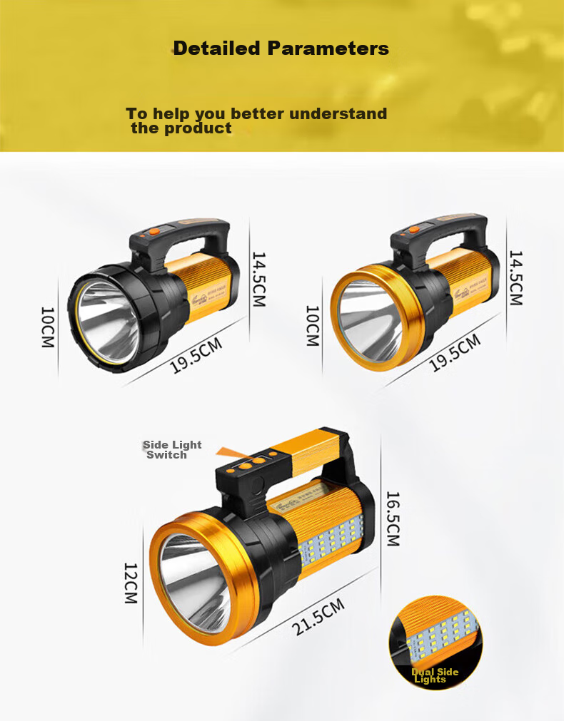 Thermarest Rechargeable Flashlight, LED High Brightness Long-Range Handheld Lamp, Ultra-Long Battery Life Outdoor Searchlight, Home Emergency Light 3