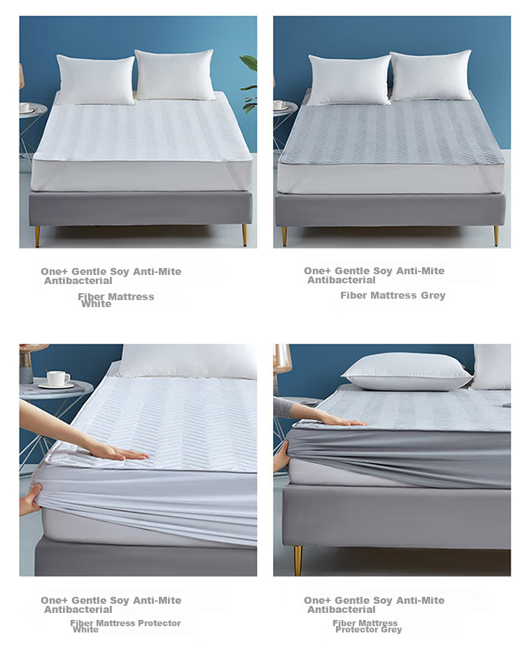 LUOLAI Home Textiles Soybean Mattress Pad, Antibacterial And Anti-Mite Fitted Sheet, Machine Washable Thin Pad, 150*200cm, White 11