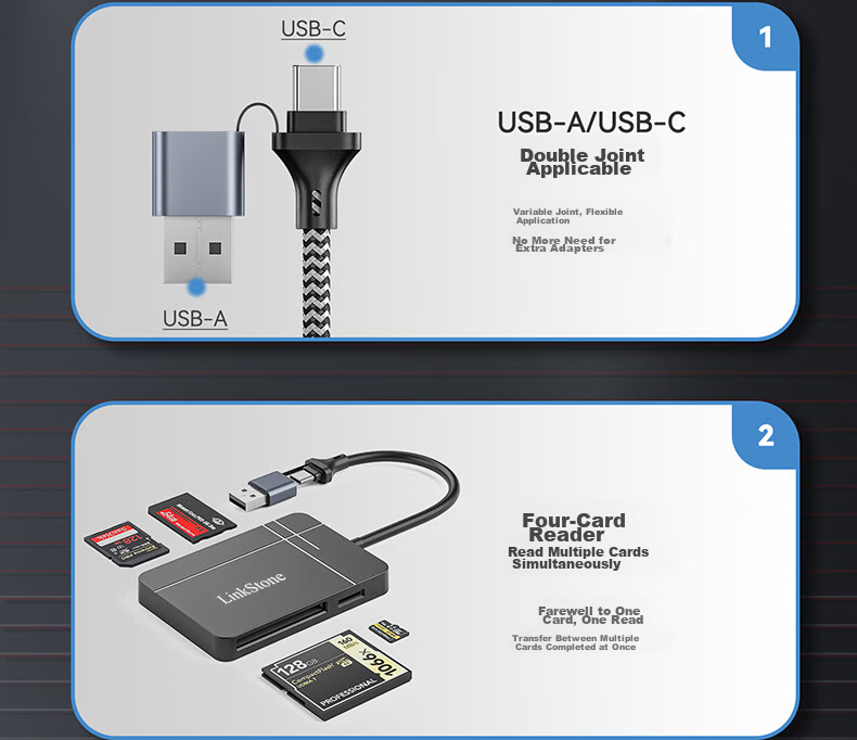 LinkStone Type-C/USB3.1 High-Speed OTG Card Reader SD/TF4.0/CF/MS Supports UHS-I/II Sony Memory Cards, Sony Flash Drives, Digital Cameras, PS5 Game Console 6