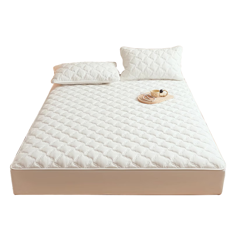 MUJI A-Class Fabric 100% Cotton Quilted Fitted Sheet Single Piece Pure Cotton Double Bed Mattress Cover Full Wrap 150*200cm