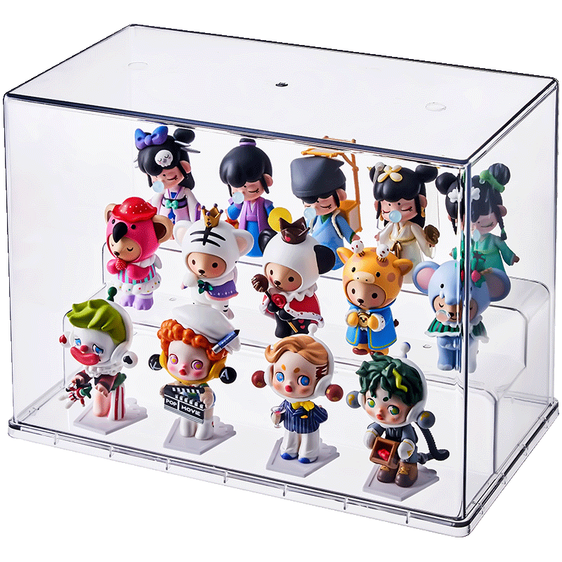 JEKO&JEKO Blind Box Display Case, Figurine Showcase, Pop Mart Labubu Display Stand, Transparent Storage Box, Clear White