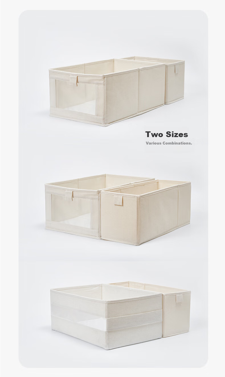 Jicang Fabric Wardrobe Storage Box, Clothes Organizer for Home Use, Layered Storage Container, Large Size 10.2L 14
