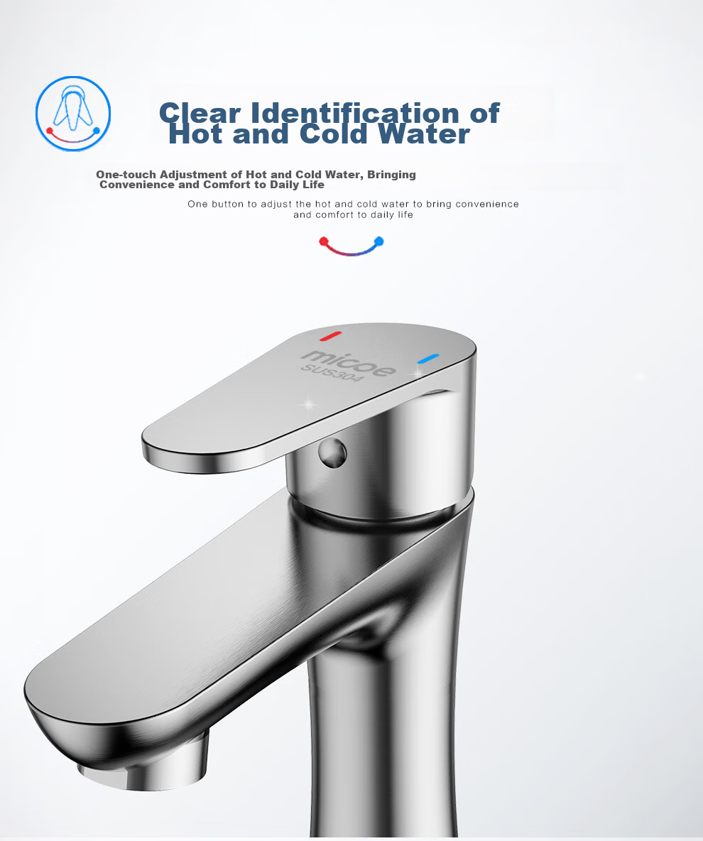MICOE Basin Faucet, 304 Stainless Steel, Hot And Cold, Bathroom Sink, Washbasin, Universal Gun Gray Color, M-C2013 7