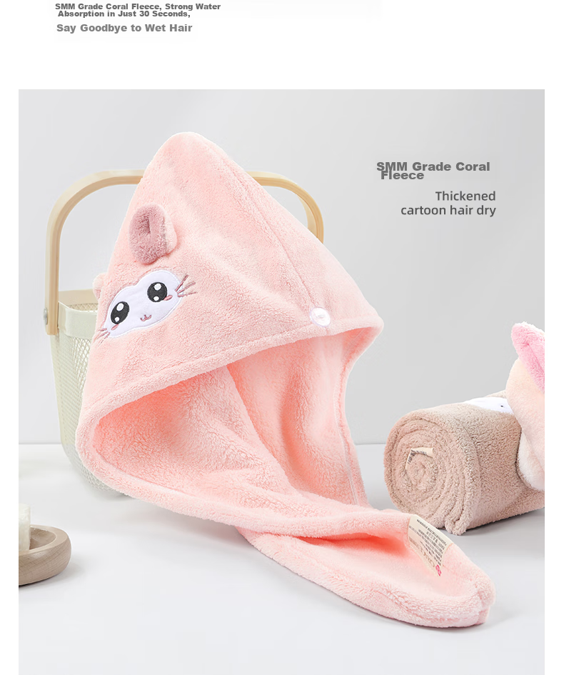Grace Grade A Thickened Hair Drying Cap, Soft And Absorbent, Quick-Drying Towel, Hair Wrap, Shower Cap, Single Pack 4