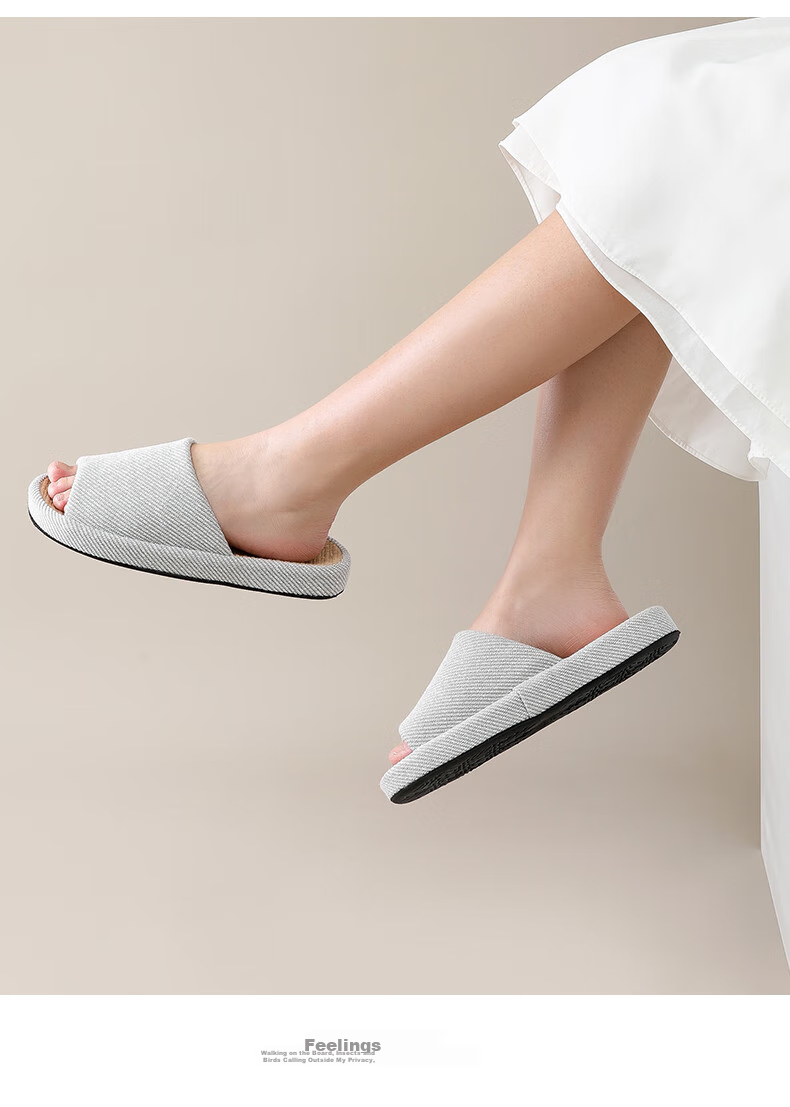 GUOLUOFEI Japanese-Style Linen Slippers, Women's Indoor Home All-Season Cotton And Linen Thick-Soled Men's Sandals, Navy Blue, Size 36-37 10