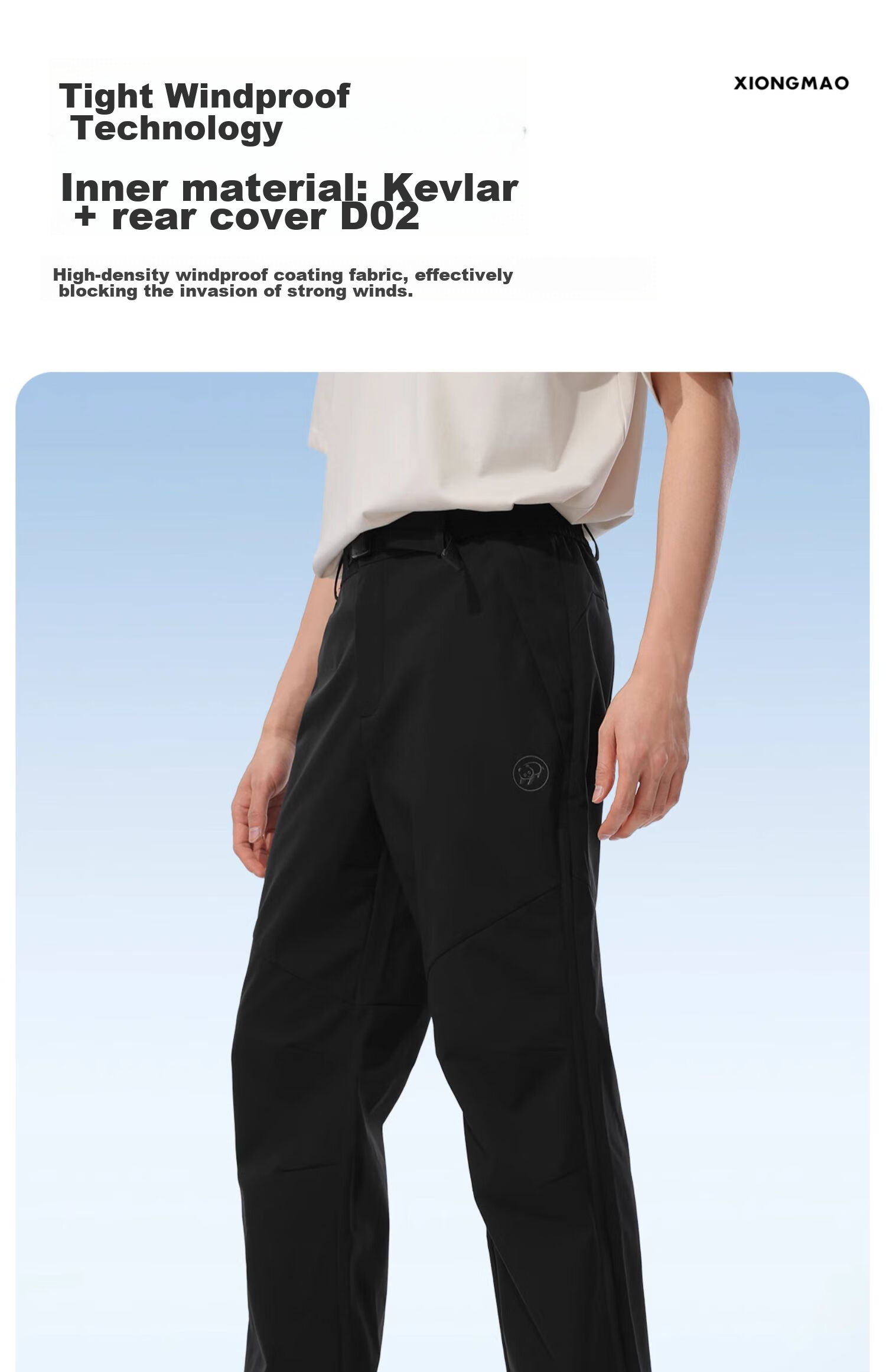 CAMEL Panda Mountain Outdoor Casual Pants, Cool-Feeling Windproof Fashionable Trousers, A34BA68195, Phantom Black, L 3