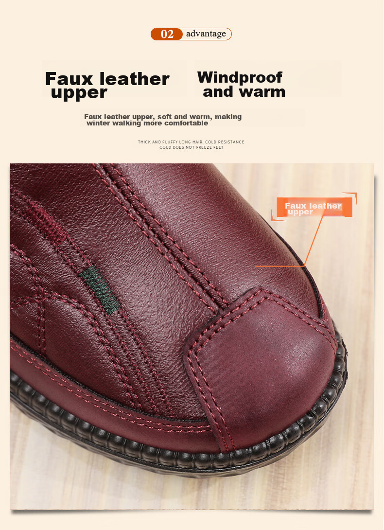 Ankang Old Beijing Cloth Shoes for Women, Winter Fleece-Lined Warm Middle-Aged And Elderly Mom Cotton Shoes Soft Sole 78977 Red 35 7