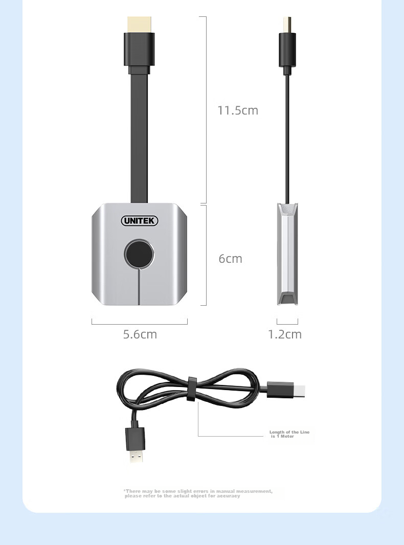 UNITEK Wireless Screen Mirroring Device, HD HDMI Universal 5G Transmission Audio And Video Synchronizer, Supports Apple Huawei Android Phones Direct Connection to Computer Monitor TV Projector 14