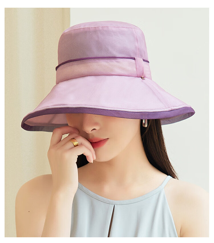 Shanghai Gushi Silk Hat for Women, Summer Mulberry Silk UV Protection Fisherman Hat, Foldable Wide Brim Sun Hat, Mother's Day Gift 9