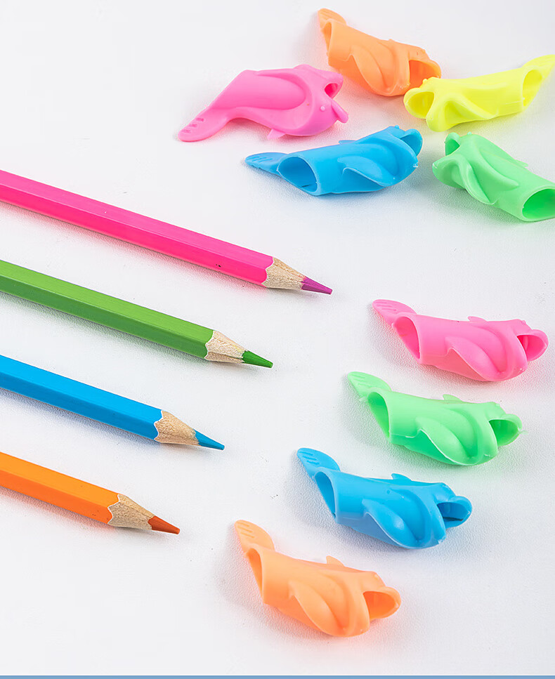 AIHAO [Lowest Price Online] Dolphin-Shaped Pen Grip Aid for Kindergarten And Elementary School Students, Pencil Grip Correction Silicone Pen Holder, Back-To Essential Stationery, Pack of 10 11