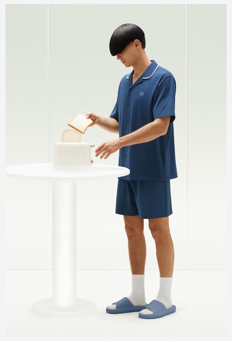 Jiao Nei Cotton 301H Men's Spring Summer Cotton Short Sleeve Polo Shirt and Shorts Pajama Set Couples Homewear 10
