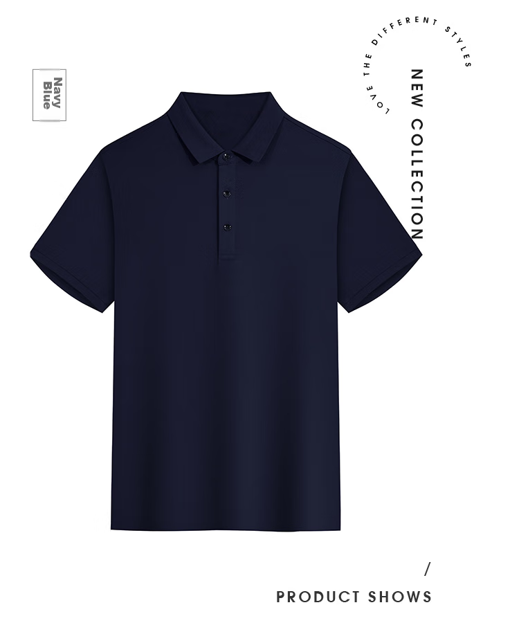 Jeanswest Men's Polo Shirt, Summer 2026 Thin Style, Antibacterial Quick-Dry Loose Short-Sleeve Casual Cool Breathable Solid Color Navy Blue 4XL 20