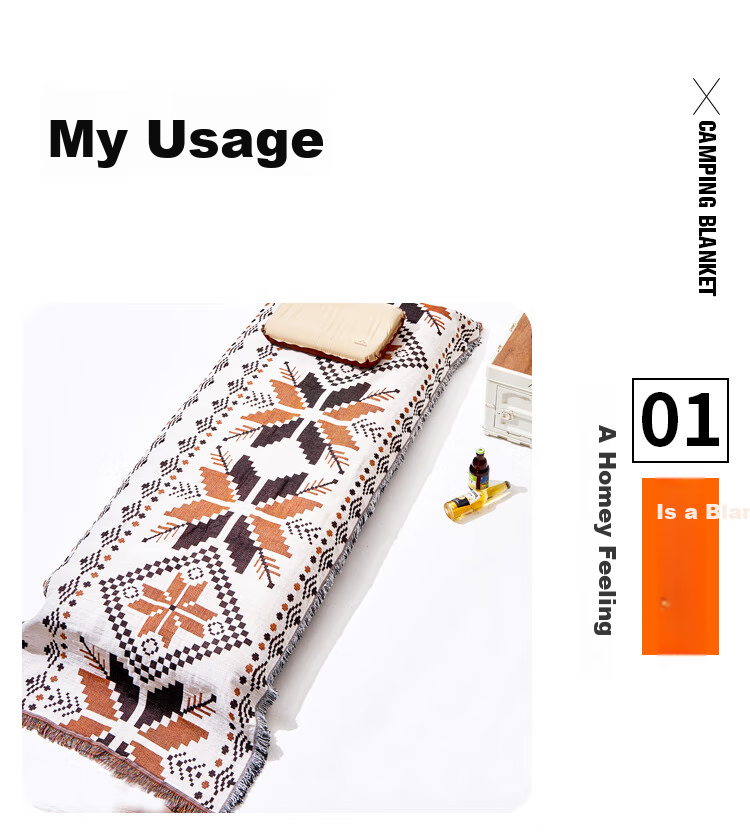 Suncojia Picnic Mat, Ethnic Style Camping Blanket, Camping Tablecloth, Carpet, Shawl, Tassel Mat 1.8*2.3 Meters 6
