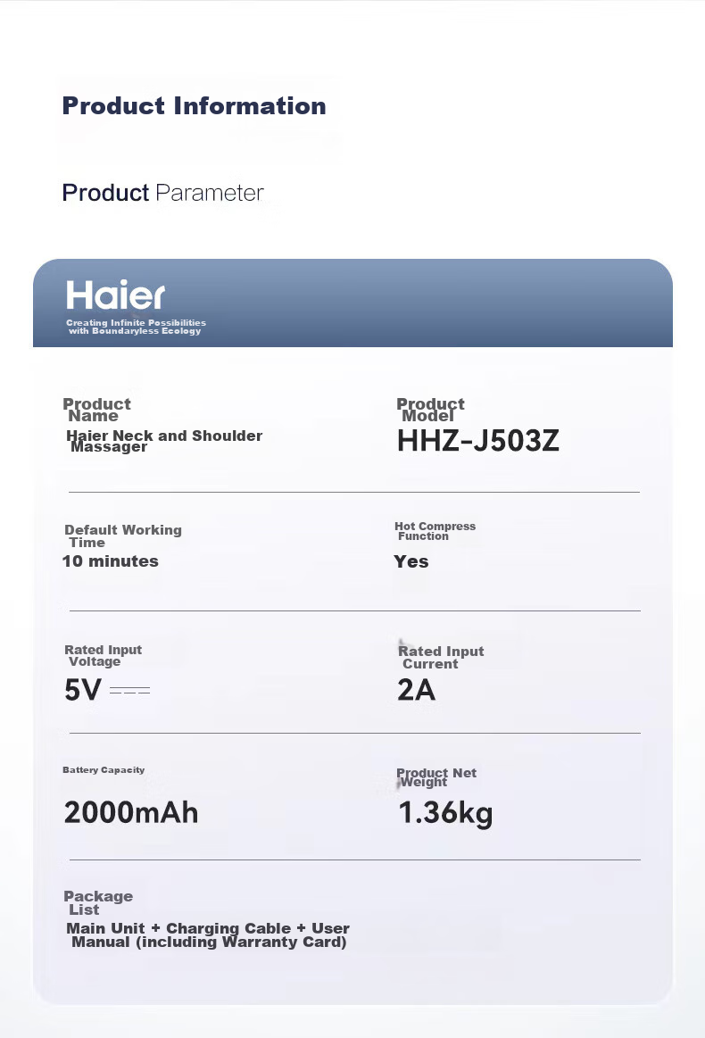 Haier Cervical Massager Shoulder Massage Shawl Neck and Shoulder Trapezius Lumbar Massager Practical Birthday Gift for Parents and Partners HHZ-J503Z-Max 17