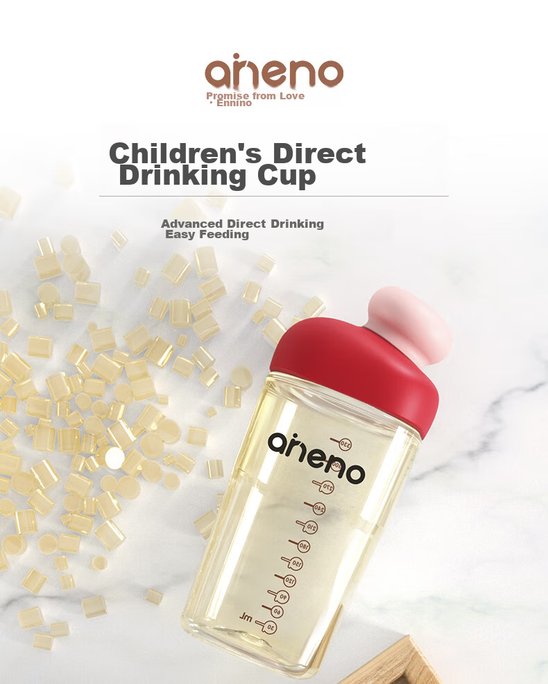 Aneno Baby Milk Cup, Children's Water Bottle with Scale, Drinking Cup for PPSU Milk, Kindergarten Student Cup, Suitable for Ages 2 And Above 1