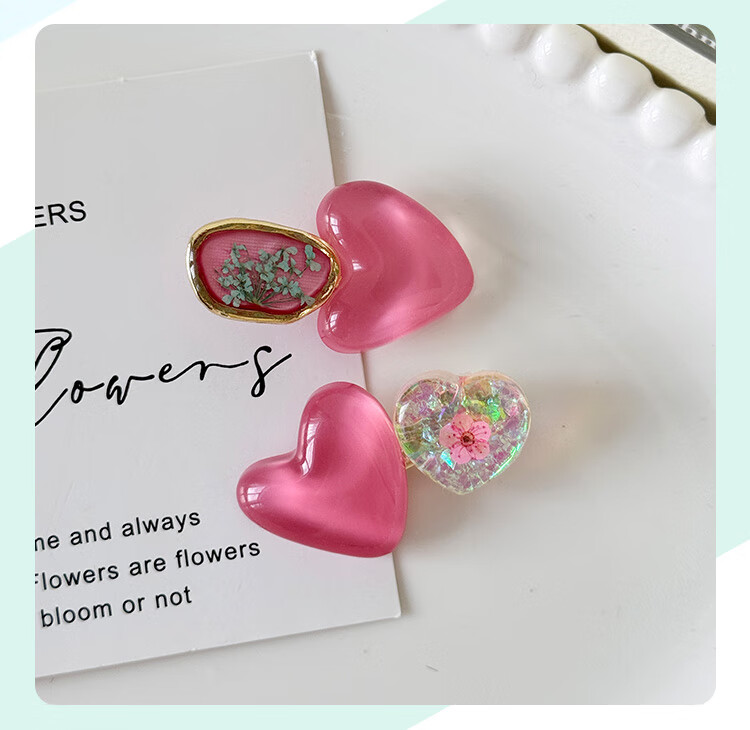 CHIMERA 2-Pack Heart Edge Hair Clips Bangs Side Hairpin Duckbill Clip Hair Accessories 6.1 Children's Day Gift 6