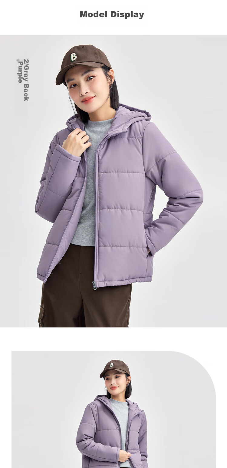 Giordano Women's Casual Jacket, Solid Color Simple Style Cotton Coat, Zipper Hooded Cotton Outerwear for Women, 05372731 9