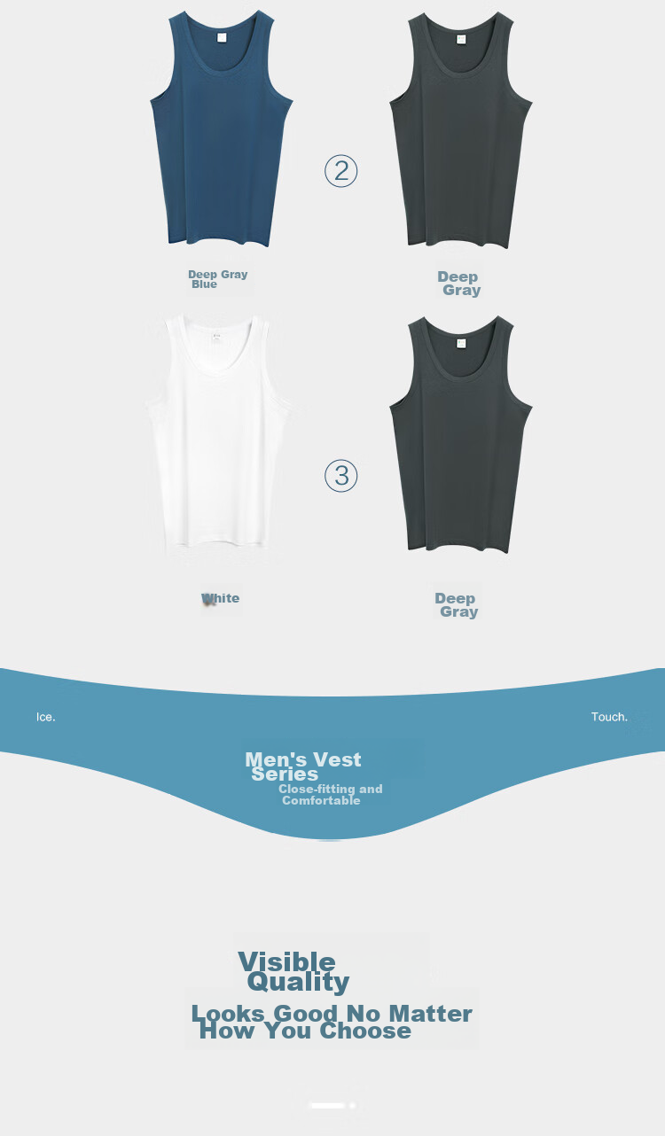 Hodo 2-Pack Pure Cotton Tank Tops for Men, Sports Sweat-Absorbing Breathable Undershirts Set Two 180/105 14