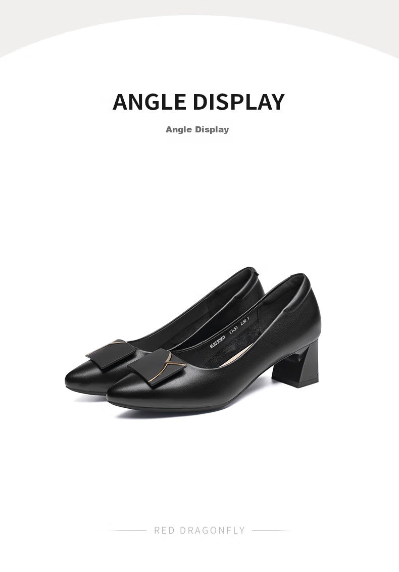 RED DRAGONFLY Fashionable Commuter High Heels, Women's Wedding Pumps, Elegant Chunky Heel, Comfortable Women's Shoes WLB33095, Black, Size 34 10