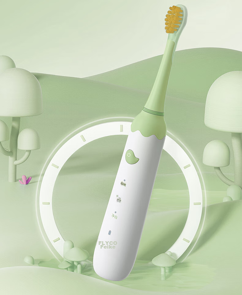 FLYCO Children's Electric Toothbrush with 3 Modes, Smart Timer, Sonic Soft Bristles, for Ages 3-6 Birthday And Children's Day Gift for Boys FT7110 Cute Gree 17