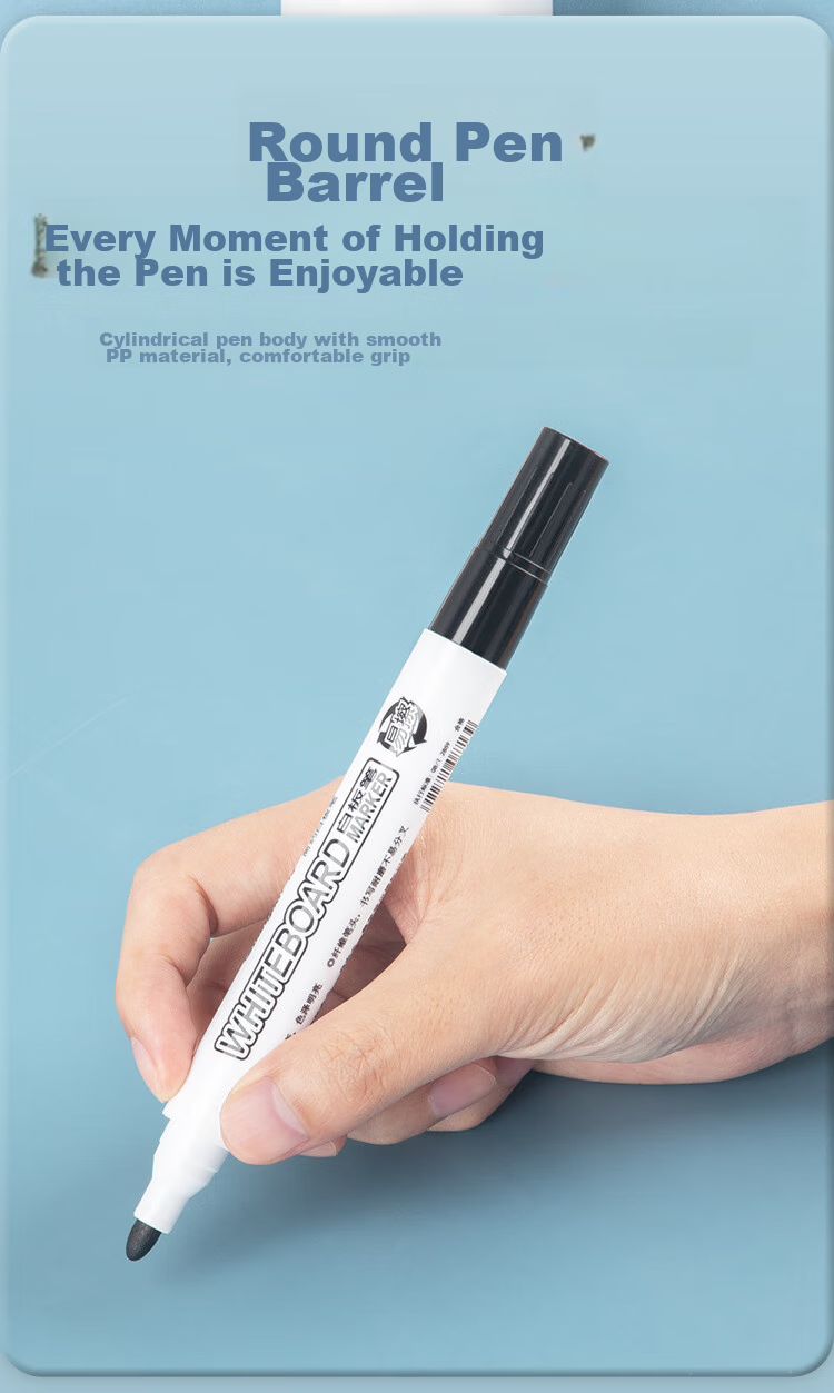 GuangBo Erasable Whiteboard Markers, Black, Thick Tip, Single-Tip Office Teaching Meeting Pens, Easy-To Oil-Based Pens, Office Supplies Stationery, 10 Pcs/box, BB8528D 8