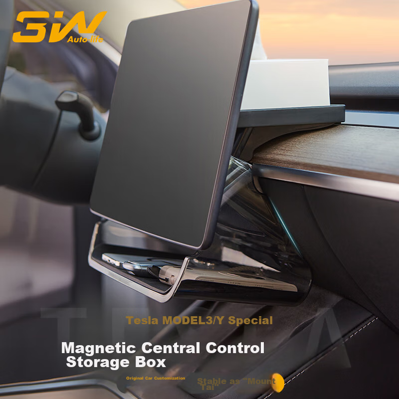 3W Auto-life Magnetic Storage Box for Tesla Refreshed Model 3/Y And Model Y-L, Compatible with Under-Screen Storage Compartment