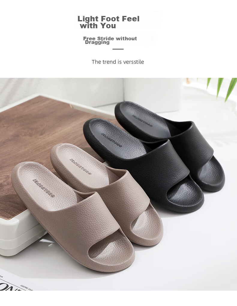 GUOLUOFEI Thick-Soled Slip-On Sandals for Men And Women, Summer Bathroom Shower Non-Slip Indoor Slippers, Black, Size 36-37 9