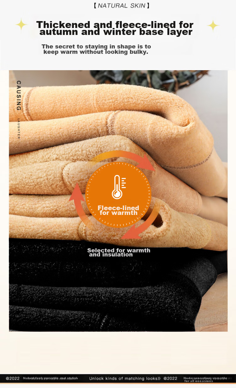 LangSha Women's Leggings for Outdoor Wear, Bare-Leg Effect, Spring Autumn Winter Fleece-Lined Thick Warm Cotton Pants Socks, Two Pairs of Thick Autumn Pants 2