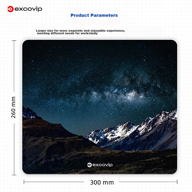 EXCO Glass Mouse Pad, E-Sports Gaming Professional Photovoltaic Mouse Pad, Hard Keyboard Desk Pad, Computer Office Laptop Large Size Mat 300*260mm, Snow Mountain Starry Sky 0161 8