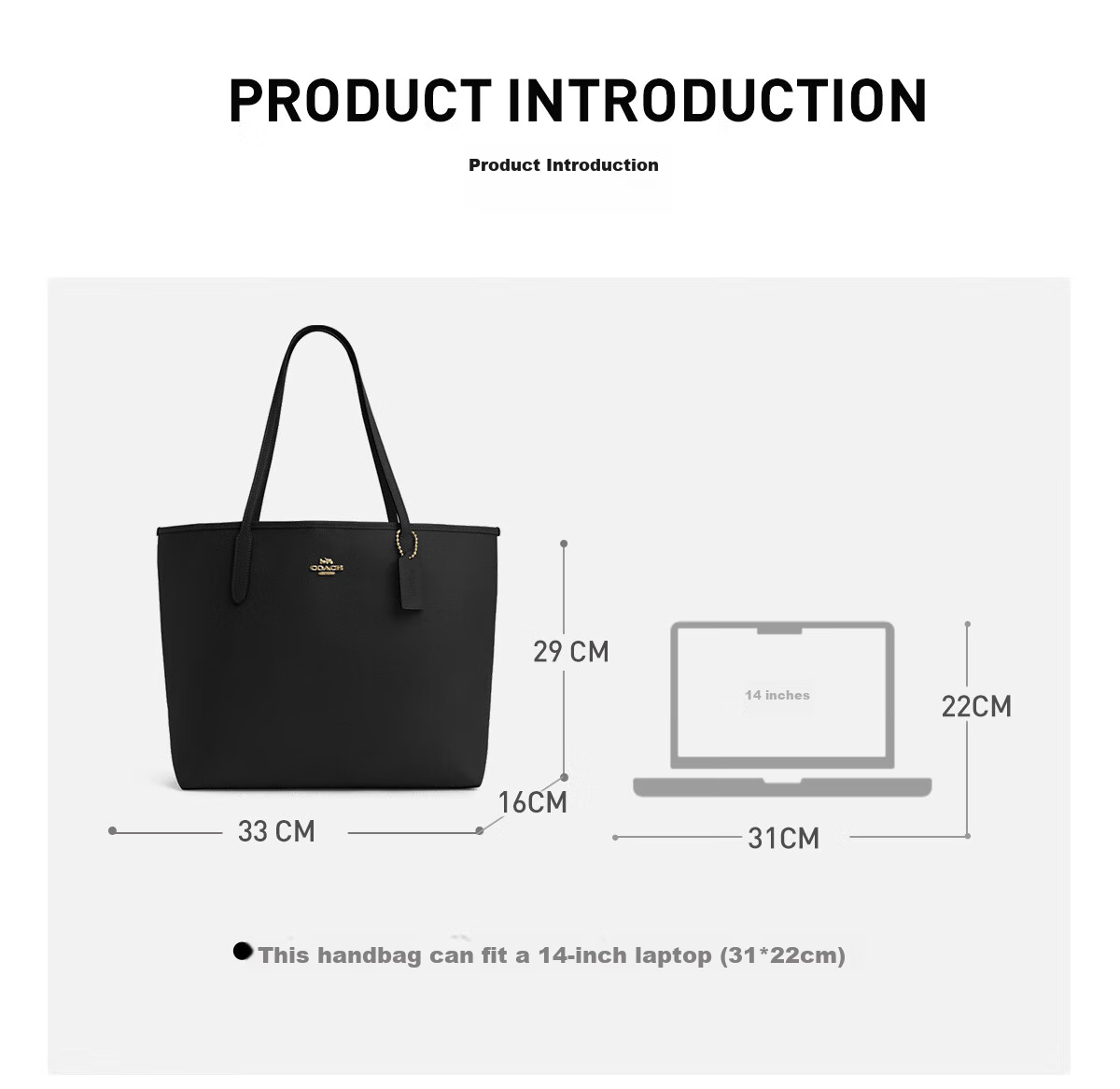 COACH [Brand Direct Supply], Women's CITY Large Shoulder Tote Bag in Black, CR111, New Year Gift 1