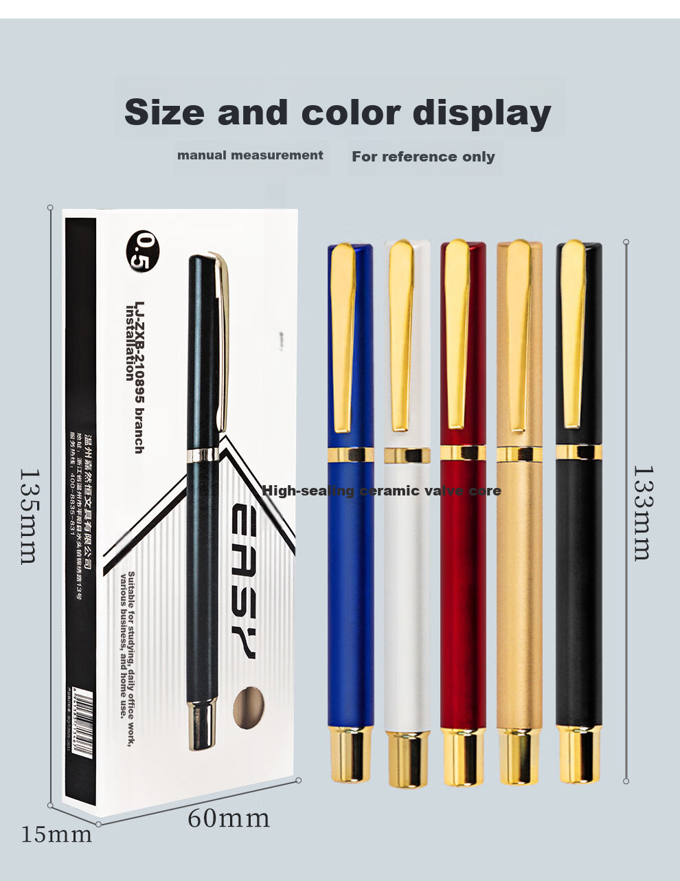 Longe [5-Pack] Business Gel Pens, 0.5mm Bullet Tip, Black Ink, Office Pens with Customizable Logo 8