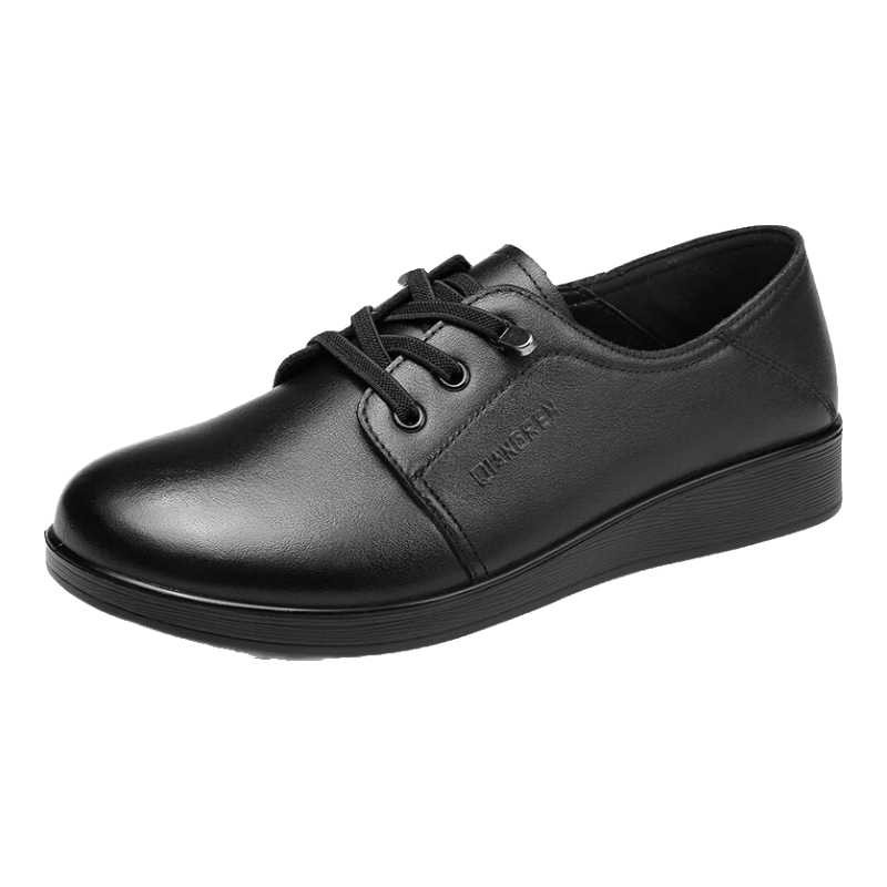 Qiangren Comfortable Women's Flats, Top-Grain Leather, Breathable Simple Casual Shoes, JDLA73219, All-Season Style, Size 40