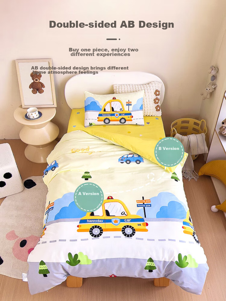 9I9 Children's Pure Cotton Duvet Cover, Baby Bedding Set, Kindergarten Bedding, Class A Nap Supplies, A85 Pink, 150*120 6