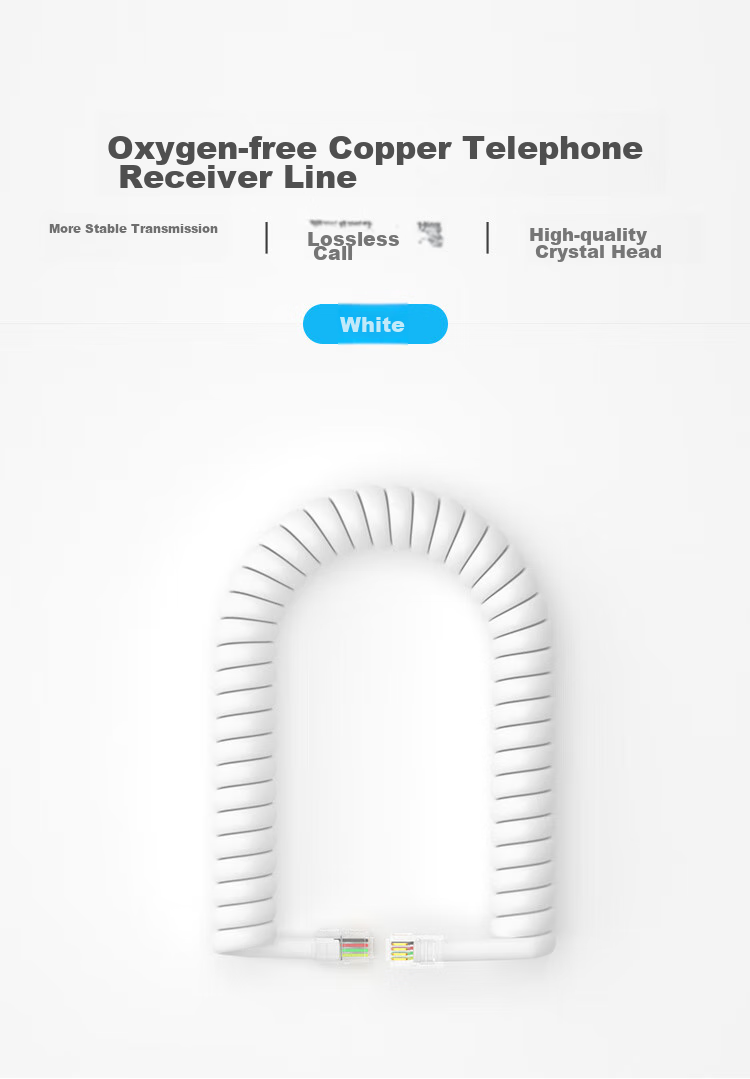 HAILE Telephone Line Reel Extension Cord with Handset And Microphone Connection Spring Curved Handle, 4P4C Plug, Straight Length 1.8 Meters, White HT-101 2