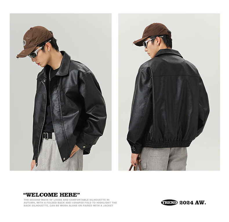 MMOPTOP Retro High Street Leather Jacket for Men, Spring And Autumn Pilot Versatile Jacket, JN810 Black 2XL 10