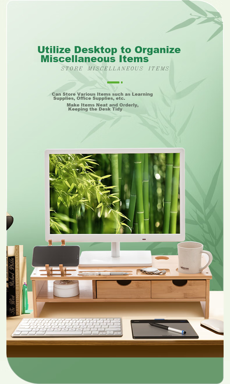 Beifang (Befon) Computer Monitor Riser with Three Drawers, Laptop Stand, Storage Rack, Monitor Stand, Multifunctional Computer Base 72754 5