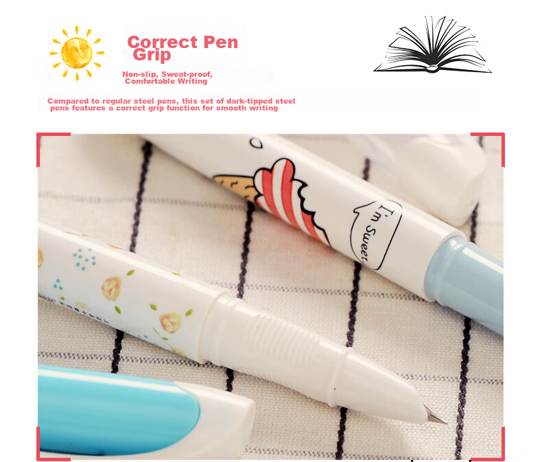 HERO Children's Day Gift P368M Erasable Fountain Pen Student Cartoon Stationery Grade 3 Posture Correcting Writing Practice Daily Writing Set 6-Pack Blue 3