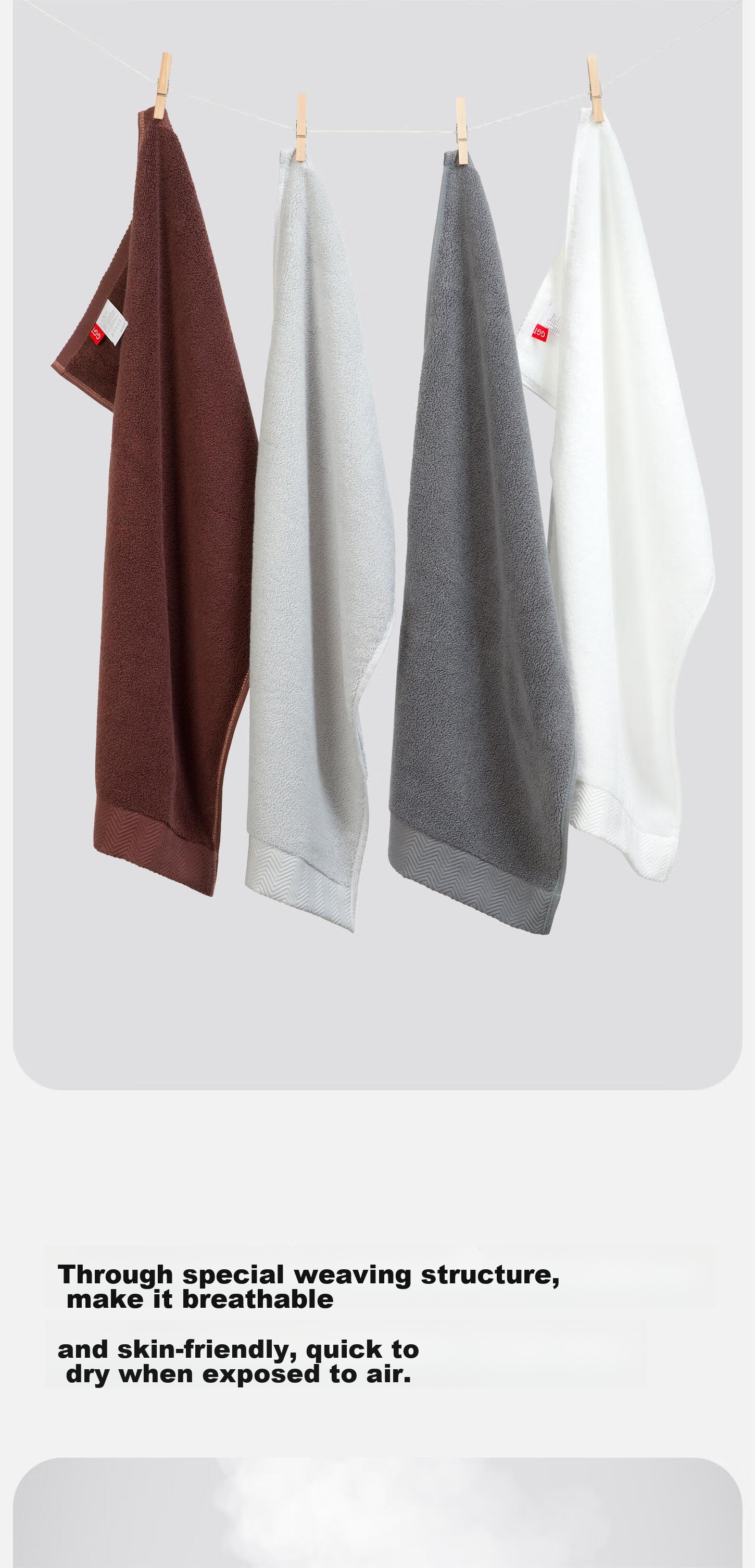 GGT Japanese Face Towel for Men, Pure Cotton Adult Bath Towel, Thickened Hotel Absorbent Hand Towel for Women, Jiao Cha + Smoky Gray 9