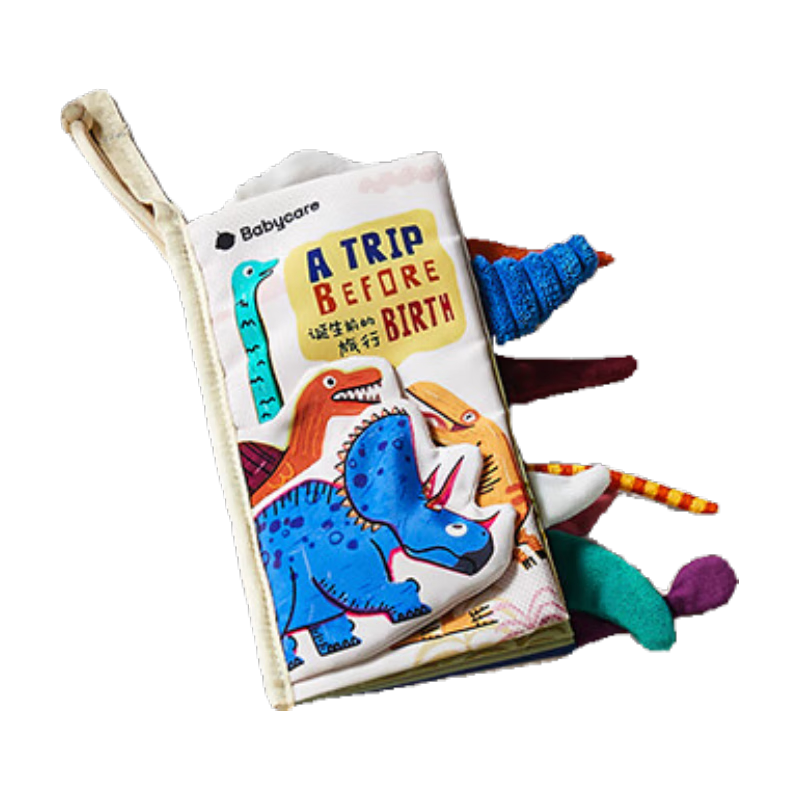 Babycare Baby 3D Tail Cloth Book, Tear-Resistant for Infants, 6 Months Parent-Child Interactive Toy, Augustus Dinosaur