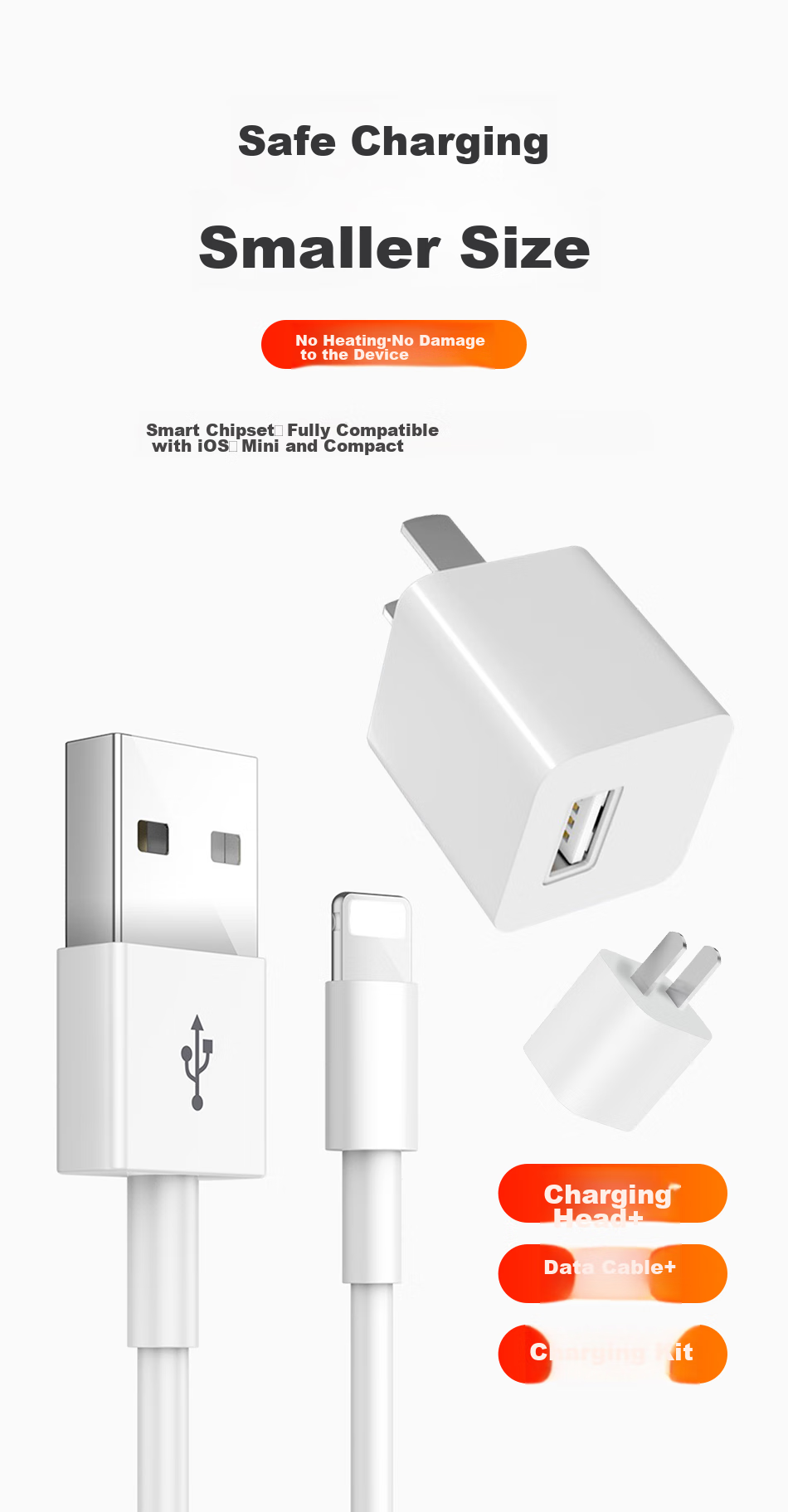 DiyiGongfang Apple Data Cable Fast Charging Cable Charging Kit Data Cable for IPhone13/14Pro Max/12/Xs/XR/Apple 2-Meter Cable + 5W Fast Charging Head 1