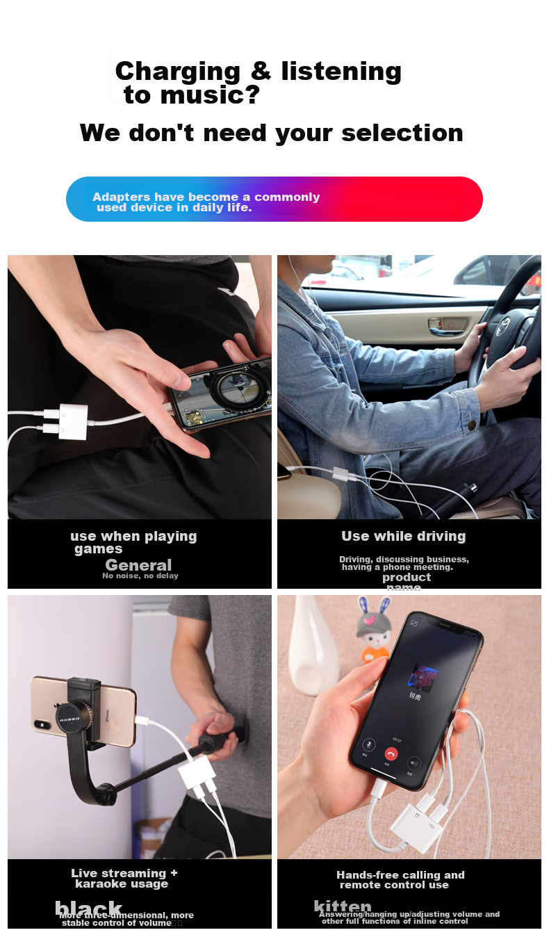Bkayp Apple Earphone Adapter, Lightning Converter, Compatible with IPhone And IPad, No Interference for Live Streaming, Four-In Plug-And, for Watching Shows And Gaming 2