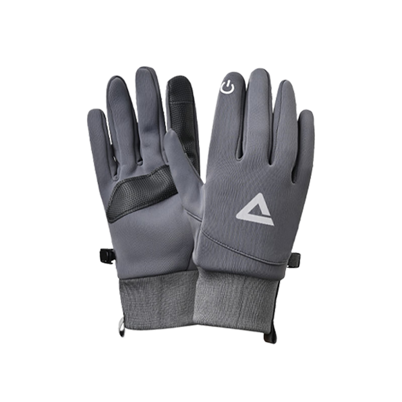 PEAK Cycling Gloves for Men And Women, Autumn And Winter Waterproof Mountain Bike Outdoor Sports Non-Slip Touchscreen Compatible Warm Gloves, Gray