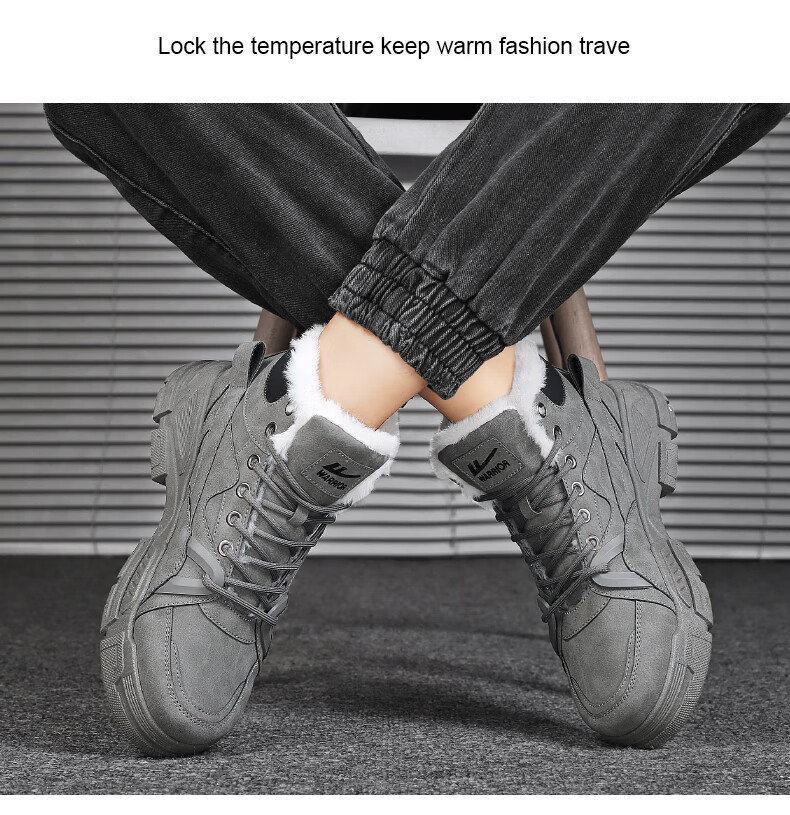 Huili Men's Martin Boots, 2025 Autumn And Winter New Style Men's Fleece-Lined Snow Boots, Warm Work Boots, Cotton Shoes, Khaki, Size 41 14