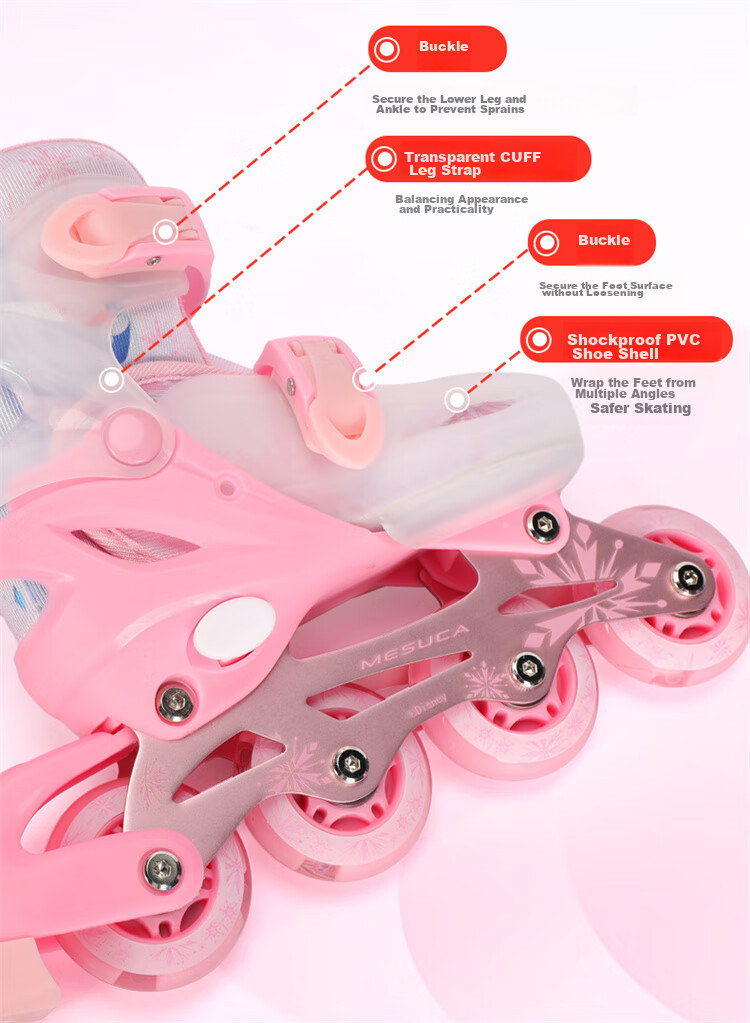 Disney Pink Ice Skates, Professional Inline Skates, Flashy Roller Skates, Gift-Giving Skate Shoes 7
