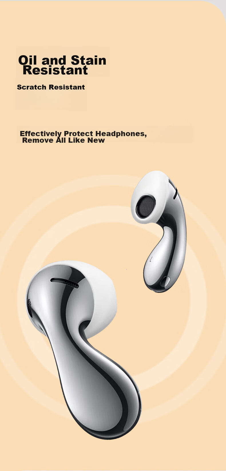 Masentek Earphone Ear Tips Protective Covers Compatible with Huawei FreeBuds 5/6 Bluetooth Earphones, Anti-Slip Silicone Protective Accessories Ultra-Thin Transparent Black 10